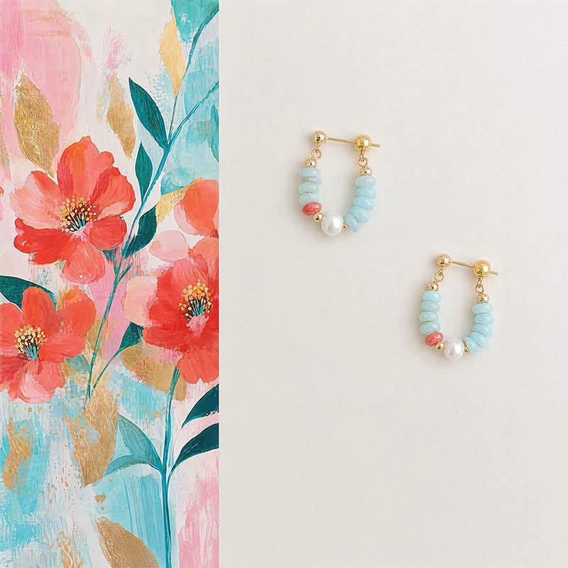 Synthetic Shoushan Stone Pearl Hoops — product view 1