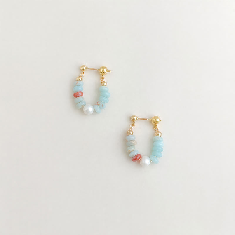 Synthetic Shoushan Stone Pearl Hoops — product view 2