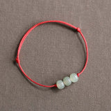 Three Jade Bead Woven Bracelet — product view