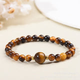 Tiger's Eye and Obsidian Bead Bracelet — detail view 2