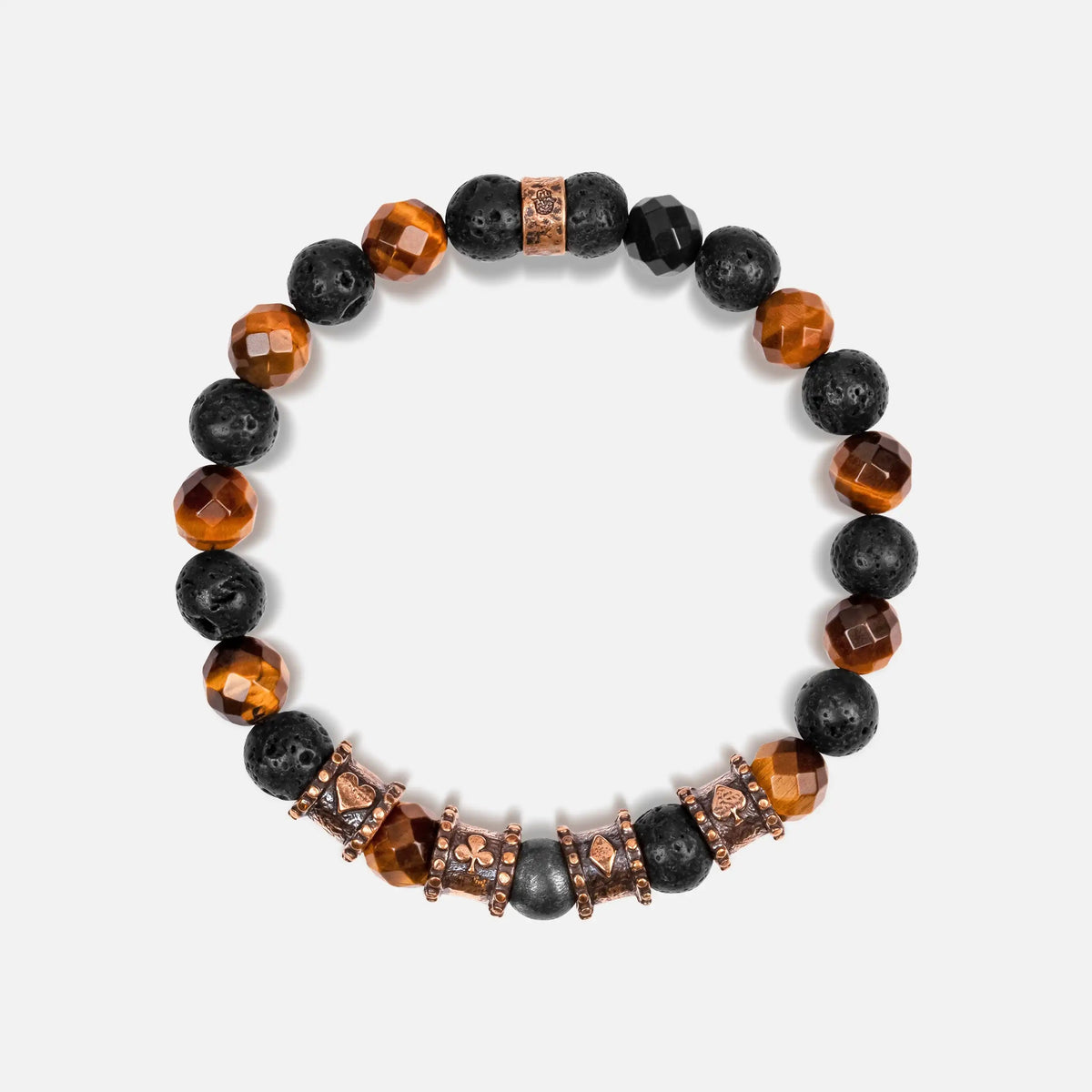 Pulsera de ojo de tigre y piedra volcánica