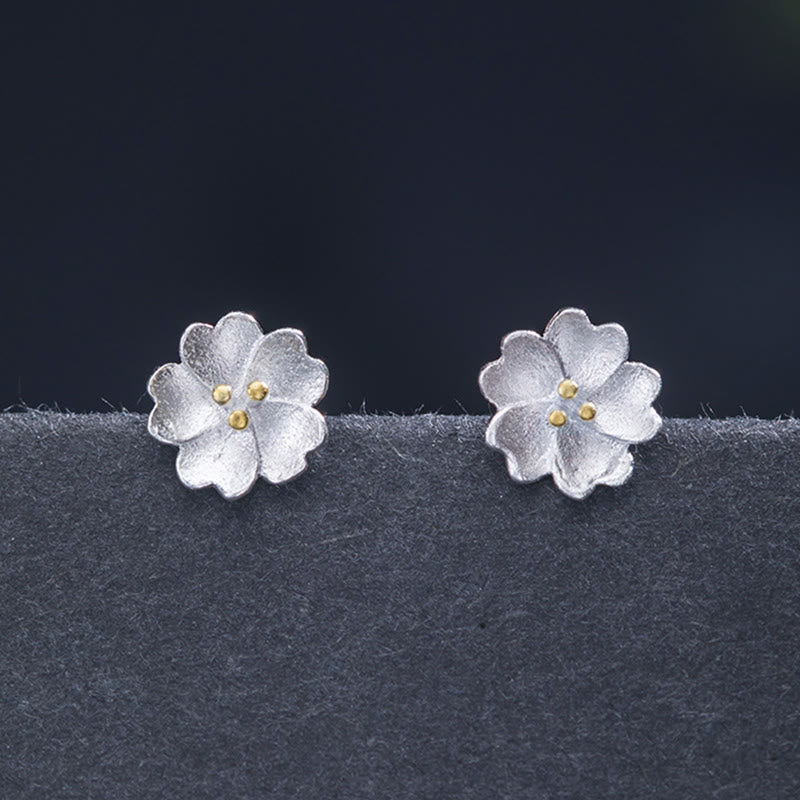 Tiny Silver Blossom Stud Earrings — product view 5