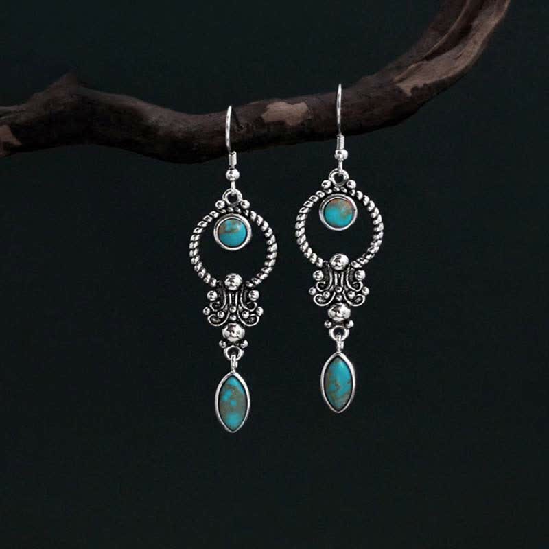 Turquoise Silver-Plated Teardrop Earrings — product view