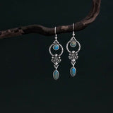 Turquoise Silver-Plated Teardrop Earrings — detail view 3
