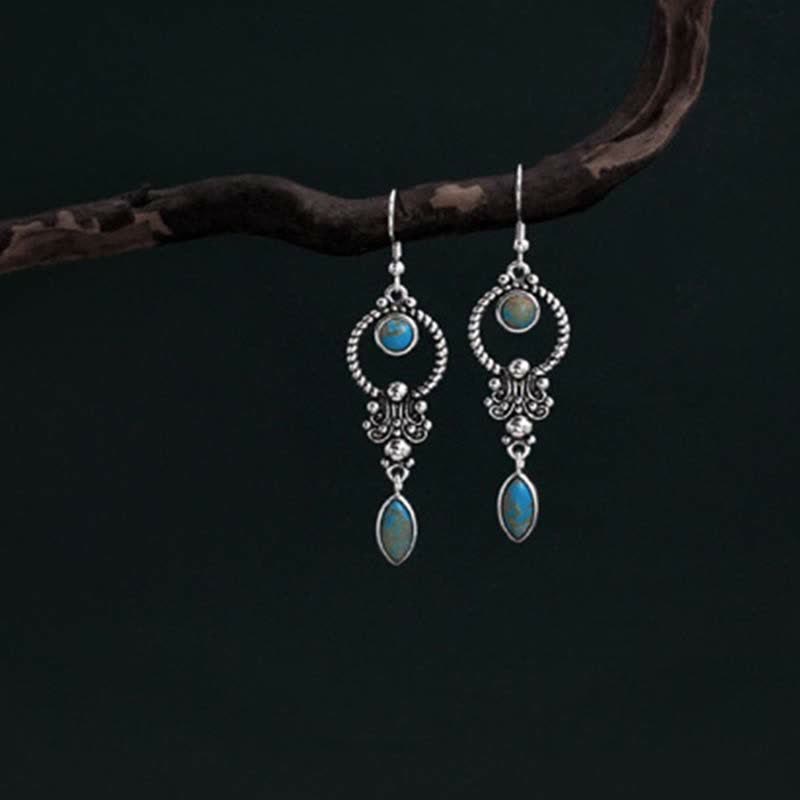 Turquoise Silver-Plated Teardrop Earrings — detail view 3