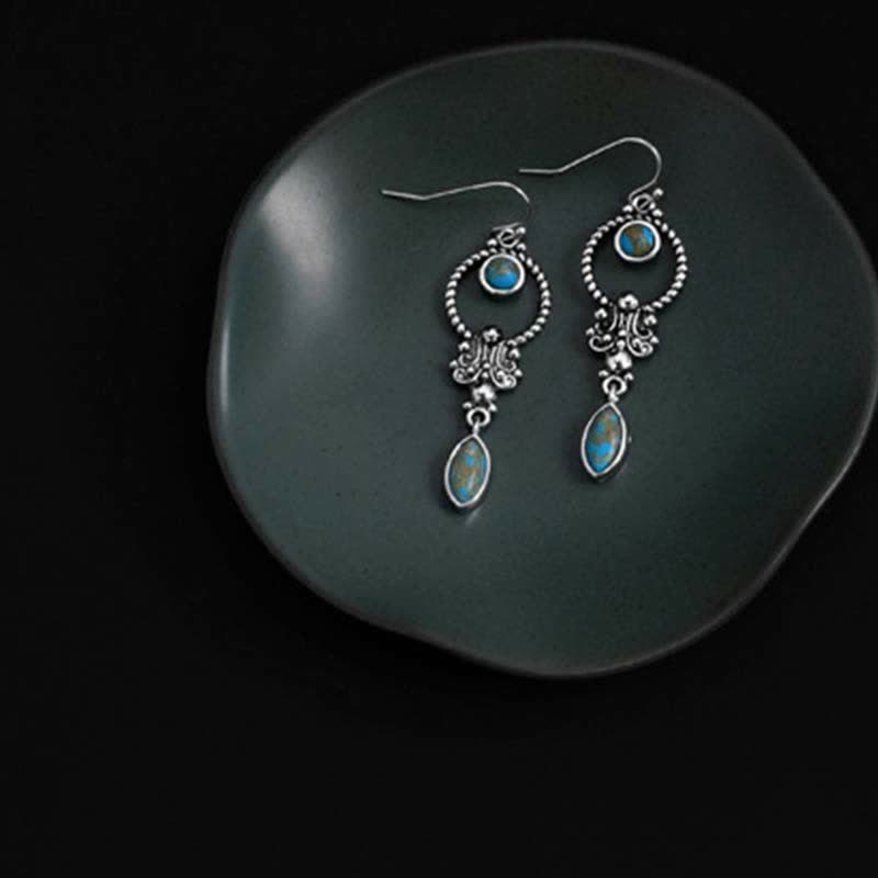 Turquoise Silver-Plated Teardrop Earrings — detail view 4