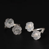 Twin Crystal Blossom Silver Ring — detail view 2