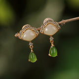 Two-Tone Jade Fan Drop Earrings — product view 1