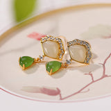 Two-Tone Jade Fan Drop Earrings — product view 2