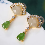 Two-Tone Jade Fan Drop Earrings — product view 5