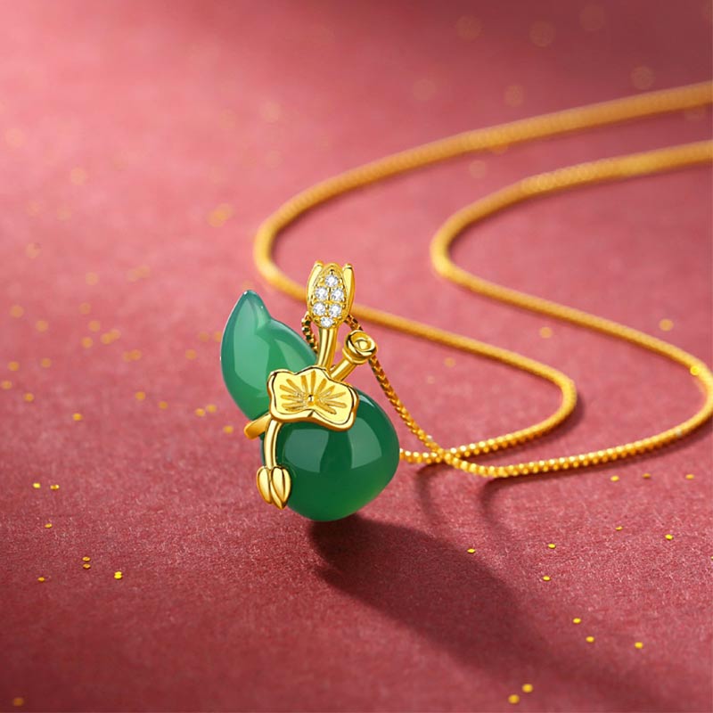 Two-Tone Jade Gourd Pendant Necklace — product view 1
