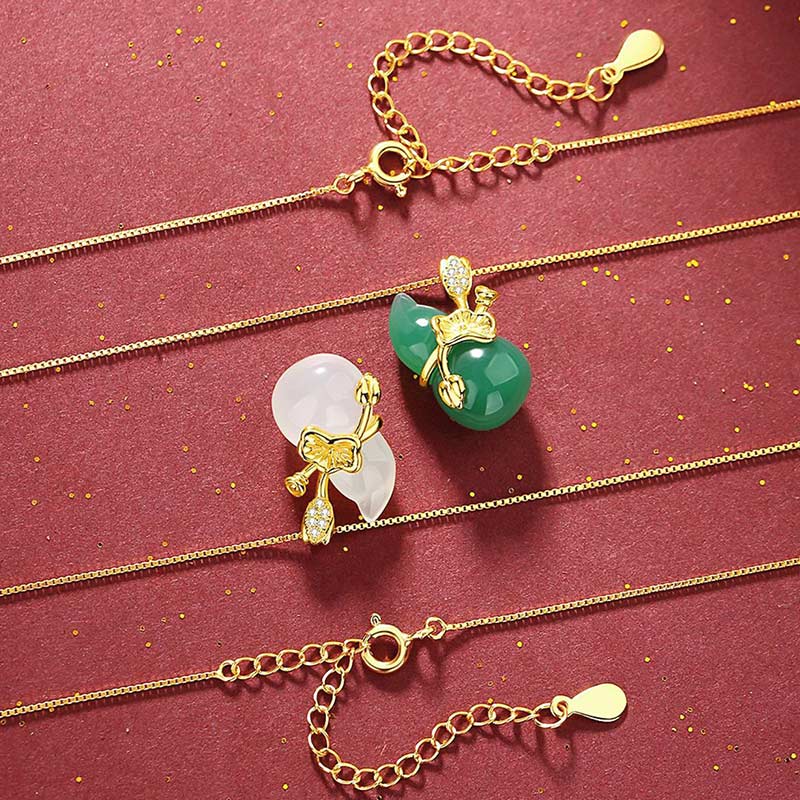 Two-Tone Jade Gourd Pendant Necklace — product view 3