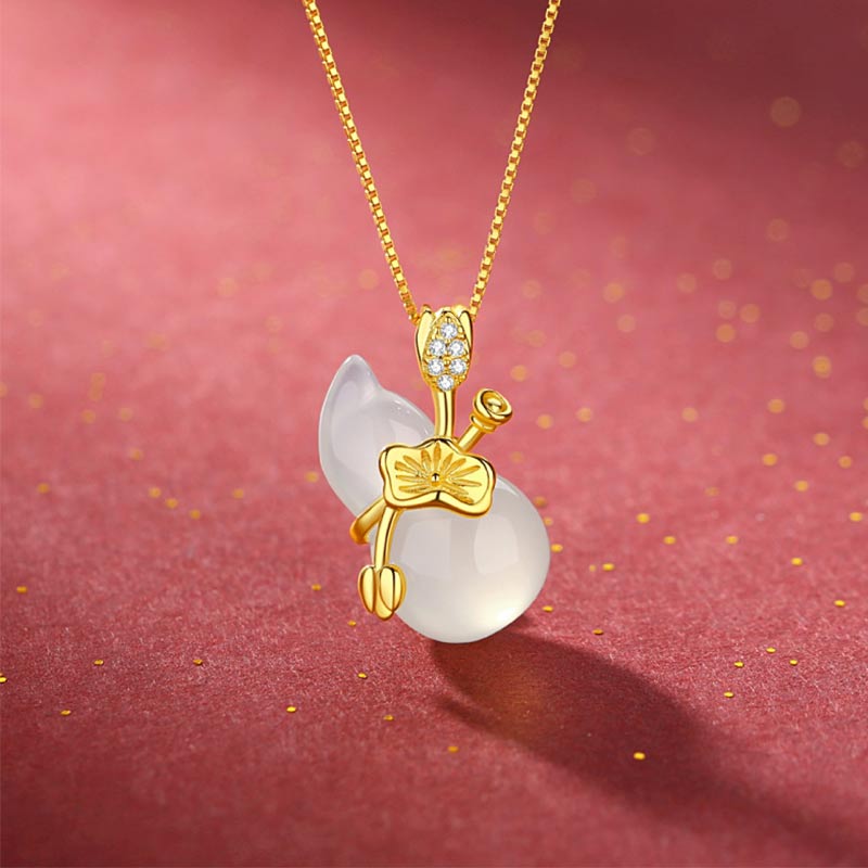 Two-Tone Jade Gourd Pendant Necklace — product view 4
