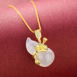 Two-Tone Jade Gourd Pendant Necklace — product view 5