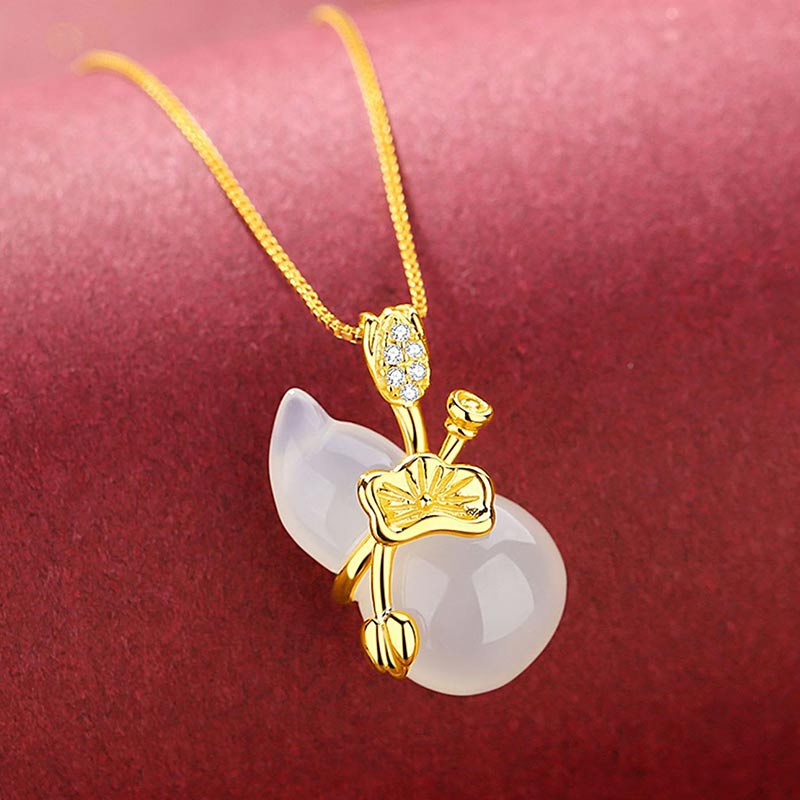 Two-Tone Jade Gourd Pendant Necklace — product view 5