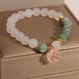 White Agate and Jade Flower Bracelet — product view 2