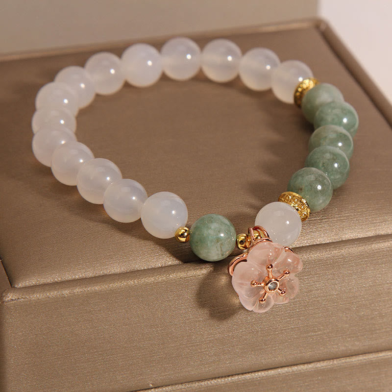 White Agate and Jade Flower Bracelet — product view 2