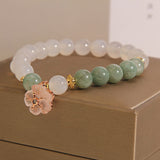 White Agate and Jade Flower Bracelet — product view 3
