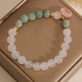 White Agate and Jade Flower Bracelet — product view 4