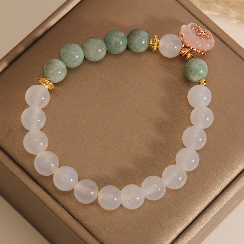 White Agate and Jade Flower Bracelet — product view 4