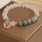 White Agate and Jade Flower Bracelet — product view 5