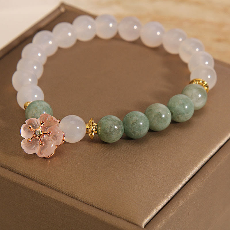 White Agate and Jade Flower Bracelet — product view 5