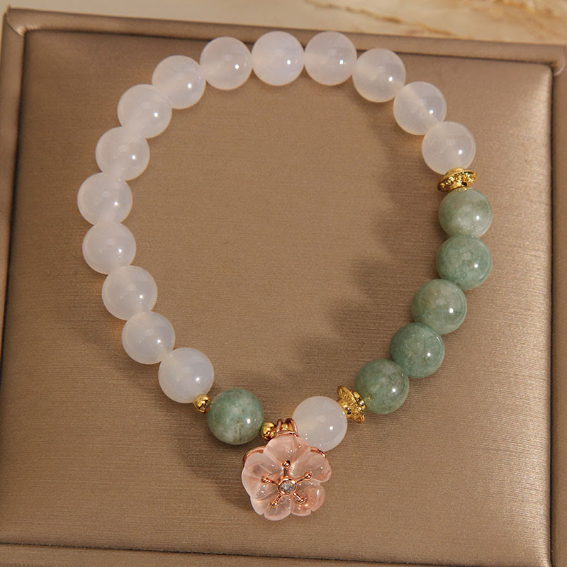 White Agate and Jade Flower Bracelet — product view 6