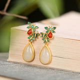 White Jade Butterfly Drop Earrings — product view