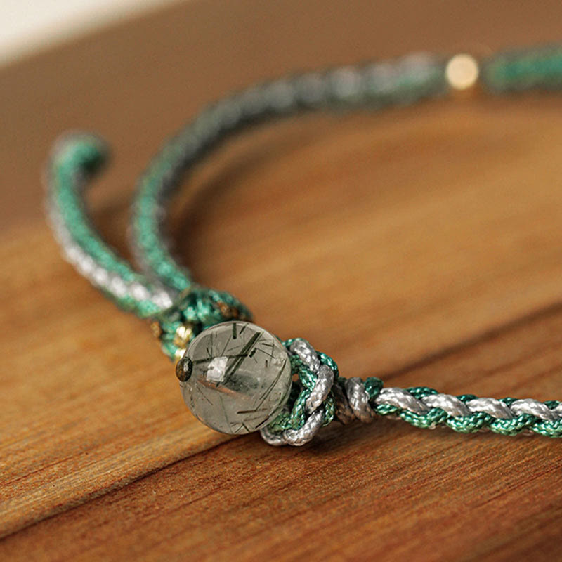 White Jade Disc Braided Bracelet — detail view 5