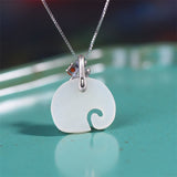 White Jade Elephant Necklace — detail view 5
