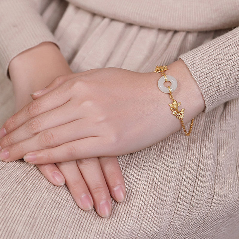 White Jade Koi Chain Bracelet — product view 3
