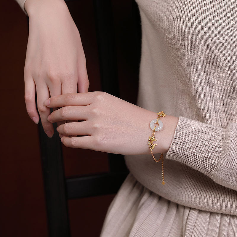 White Jade Koi Chain Bracelet — product view 4