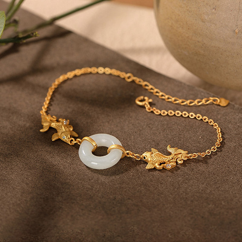 White Jade Koi Chain Bracelet — product view 5
