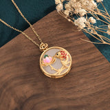 White Jade Koi Medallion Necklace — detail view 2