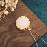 White Jade Koi Medallion Necklace — detail view 4