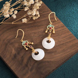 White Jade Loop Drop Earrings — detail view 3