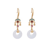 White Jade Loop Drop Earrings — detail view 5