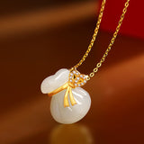 White Jade Pouch Pendant Necklace — product view 1