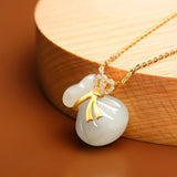 White Jade Pouch Pendant Necklace — product view 2