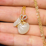 White Jade Pouch Pendant Necklace — product view 3