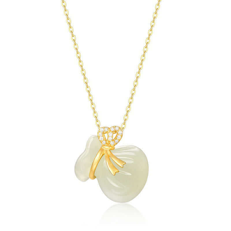 White Jade Pouch Pendant Necklace — product view 5